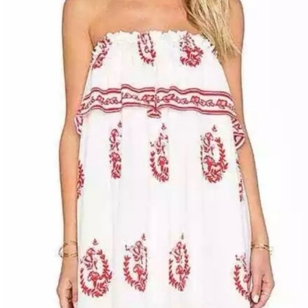 Anthropologie Tularosa REVOLVE Desert Moon Medallion Dress White Red S
